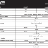 Enve G SES 4.5 Gravel Wheelset Spec Table