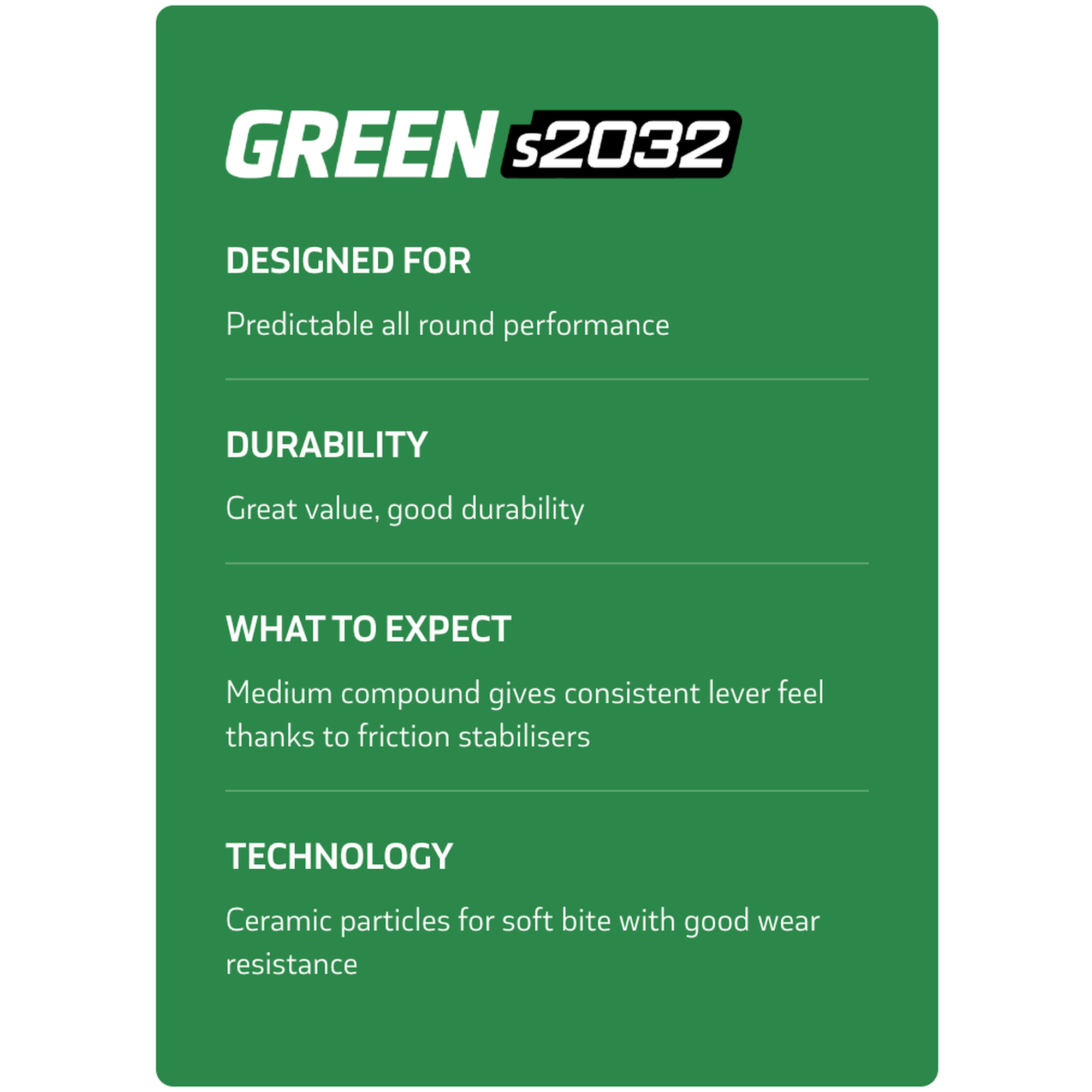 Sinter Green s2032 Shimano K Type Organic Brake Pads