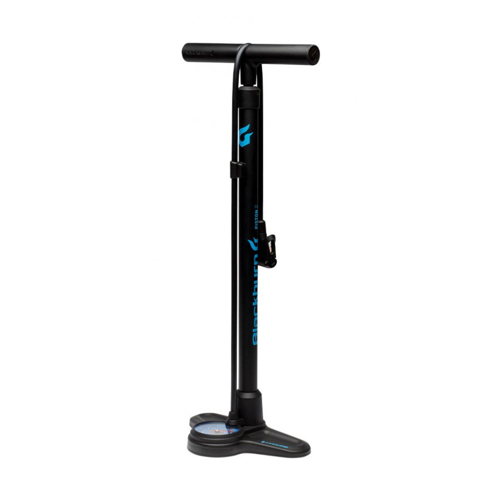 Blackburn Piston 2 Floor Pump - Matte Black & Cyan